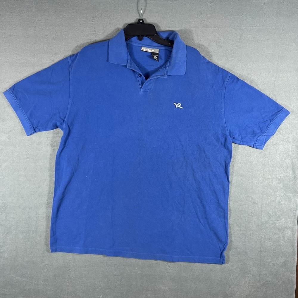 Rocawear Men's Blue Polo Shirt Size 2XL XXL Short Sleeve Collared Cotton